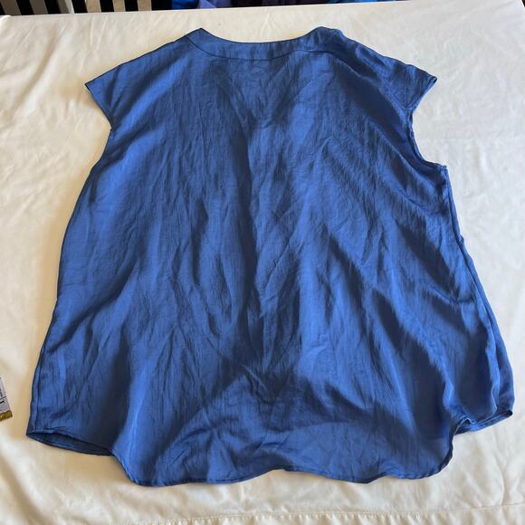 Coldwater Creek Blue Satin Blouse Size XL Work Office Career - Picture 4 of 7